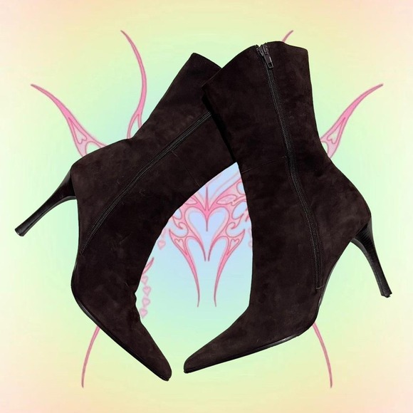 Vintage Lerre Mid-Calf Pointed Toe Brown Boots with Leopard Details - Picture 3 of 8